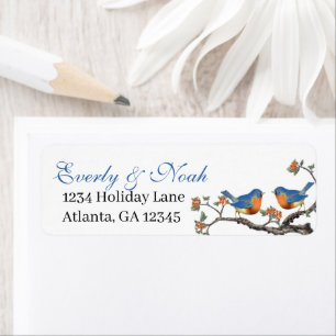 Musical  Aqua Birds Grey Branch Labels
