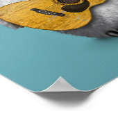 Musical Baby Penguin Speling Guitar Blue Poster (Hoek)