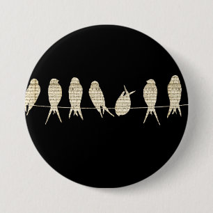Musical Birds Ronde Button 7,6 Cm
