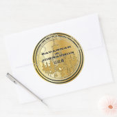 Musical Black & Gold  Chandelier Weddings Ronde Sticker (Envelop)