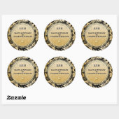 Musical Black & Gold  Damask Weddings Ronde Sticker (Vel)