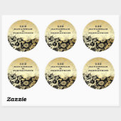 Musical Black & Gold  Damask Weddings Ronde Sticker (Vel)