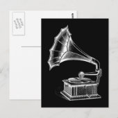 Musical Black van de Afspeelplaat van fonografie Briefkaart (Voorkant / Achterkant)