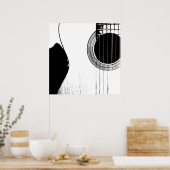 Musical Black White Abstract Acoustic Guitar Poster (Keuken)