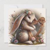 Musical Bunny Flowers Fantasy Kunst Pasen Feestdagenkaart (Voorkant)