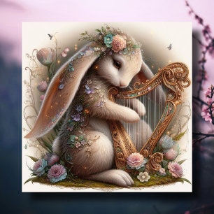 Musical Bunny Flowers Fantasy Kunst Pasen Feestdagenkaart