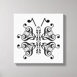 Musical Butterfly Music Note Scroll Design Canvas Afdruk