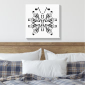 Musical Butterfly Music Note Scroll Design Canvas Afdruk (Insitu (Slaapkamer))