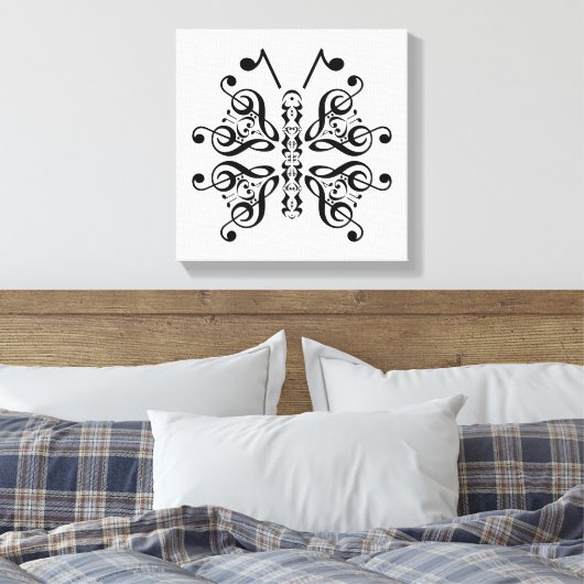 Musical Butterfly Music Note Scroll Design Canvas Afdruk (Insitu (Slaapkamer))