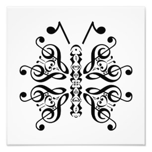 Musical Butterfly Music Note Scroll Design Foto Afdruk