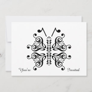 Musical Butterfly Music Note Scroll Design Kaart