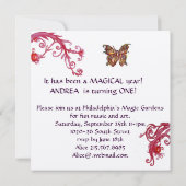 MUSICAL CAT First Birthday Party, Red Silver Kaart (Achterkant)