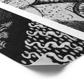 MUSICAL CAT,OWL,VIOLIN,HARP Black White Grey Music Poster (Hoek)