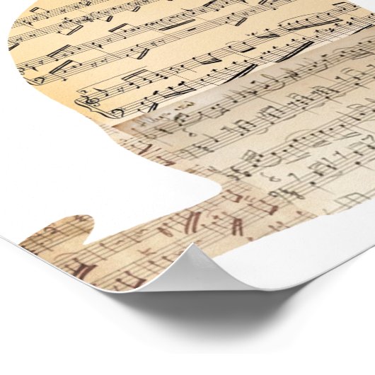 Musical Cat Poster - Voeg uw eigen achtergrondkleu (Hoek)