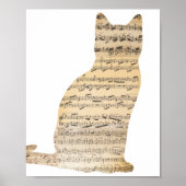 Musical Cat Poster - Voeg uw eigen achtergrondkleu (Voorkant)