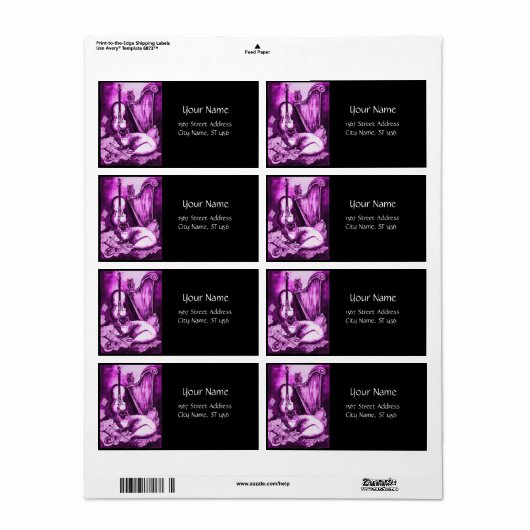 MUSICAL CAT, Roze Paars Violet White en Black Etiket (Full Sheet)