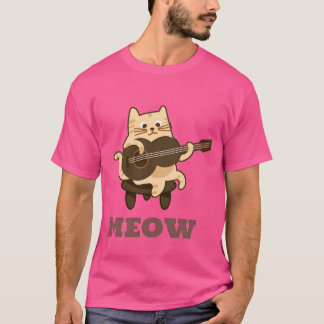 Musical Cat Spelen Gitaar Funny Meow Kat liefhebbe T-shirt