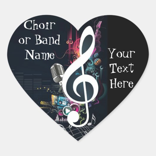 Musical Cleft Note Abstract Hart Sticker (Voorkant)