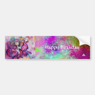 MUSICAL CLOWN, PINK PAARS SPARKLES Happy Birthday Bumpersticker