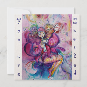 MUSICAL CLOWN, roze blauwe champagne metallic Kaart