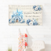  Musical Dusty Blue Peony Church Bruiloft Spandoek (Insitu)