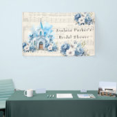  Musical Dusty Blue Peony Church Bruiloft Spandoek (Beurs)