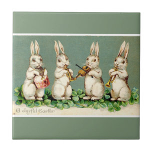  Musical Easter Bunnies Green Tegeltje