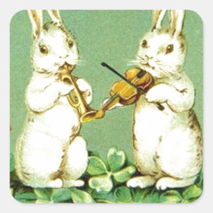  Musical Easter Bunnies Vierkante Sticker