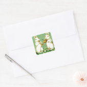  Musical Easter Bunnies Vierkante Sticker (Envelop)