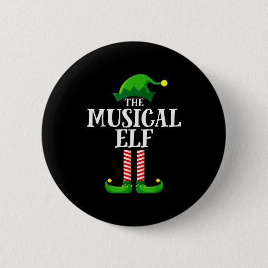 Musical Elf Matching Family Group Christmas Party  Ronde Button 5,7 Cm (Voorkant)