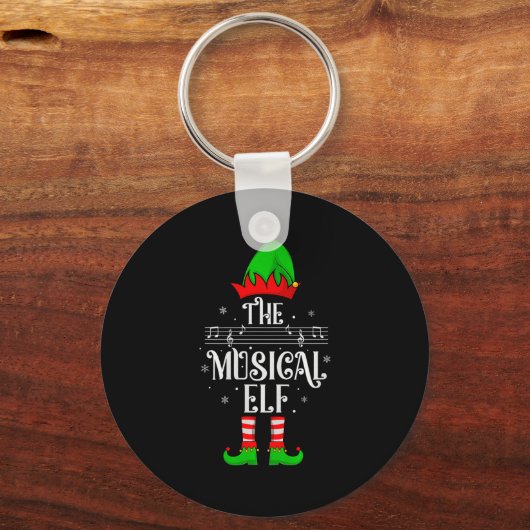 Musical Elf Xmas Christmas Matching Family Elf Squ Sleutelhanger (Voorkant)