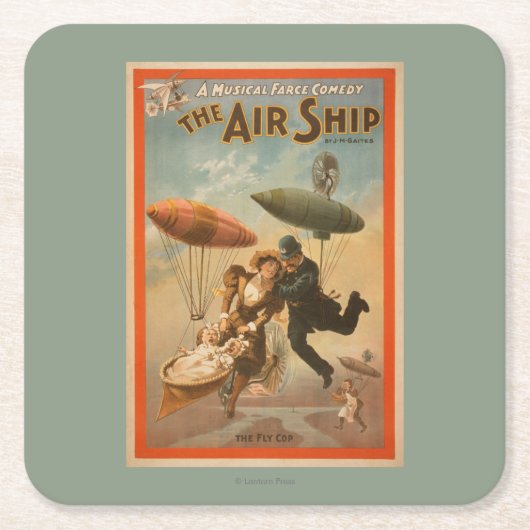 Musical Farce Comedy, The Air Ship Theater 2 Vierkante Kartonnen Onderzetter (Voorkant)
