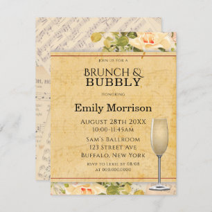  Musical Floral Brunch & Bubble Invites Kaart