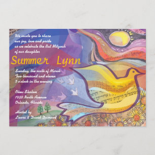 Musical Flying Dove Bat Mitzvah Uitnodiging