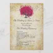 Musical Fuchsia Heart Leaf Tree Wedding Program Programma (Voorkant)