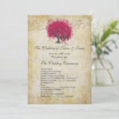 Musical Fuchsia Heart Leaf Tree Wedding Program Programma (Staand voorkant)