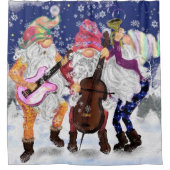 Musical Gnome Band Kerst Douche Gordijn (Voorkant)