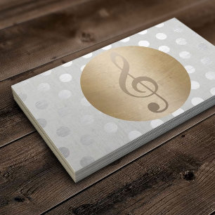 Musical Gold Circle Silver Polka Dots Music Visitekaartje