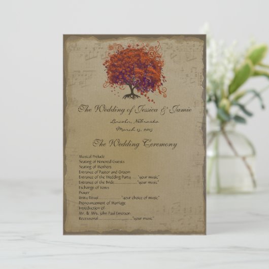 Musical Gold Dark Coral Heart Tree Programme de ma (Debout devant)