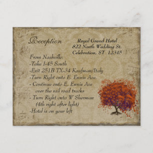 Musical Gold Dark Oranje Plum Heart Leaf Tree Informatiekaartje