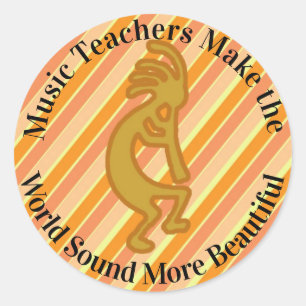 Musical Gold Kokopelli voor muziekdocent Ronde Sticker
