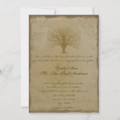 Musical Gold Love Tree Faire-part de mariage (Devant)