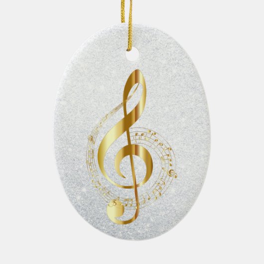 Musical Golden Notes Ceramic Ornament (Achterkant)