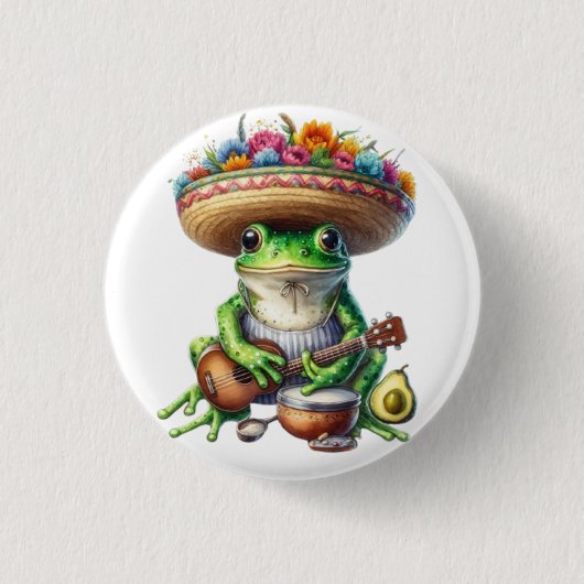 Musical Green Frog Ronde Button 3,2 Cm (Voorkant)