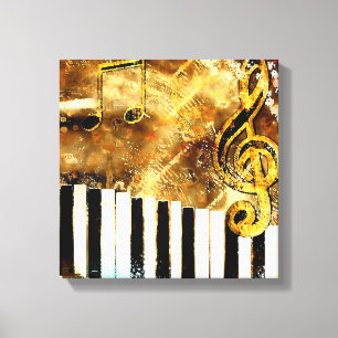 Musical Grunge Wrapped Canvas Afdruk