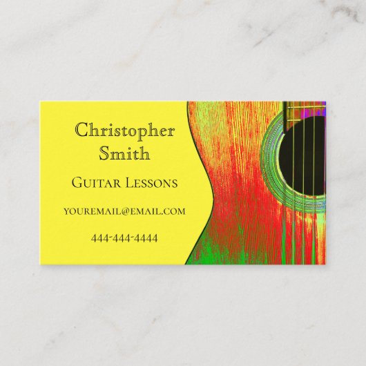 Musical Guitar Lessons Yellow Visitekaartje (Voorkant)