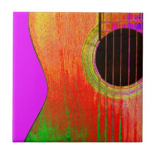 Musical Guitar Red en Paars Abstract Tegeltje