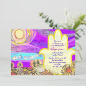 Musical Hemsa Bar bat Mitzvah Uitnodiging (Staand voorkant)