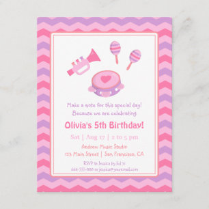Musical Instruls Girls Birthday Party Kaart