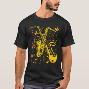 Musical Instrument Butterflies Saxophonist Jazz Sa T-shirt